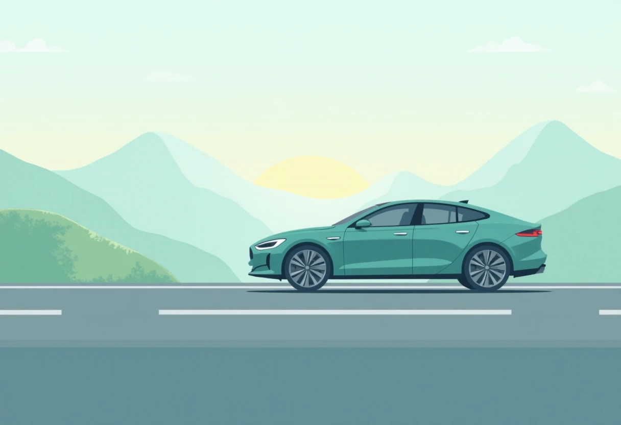 Auto eléctrico en carretera